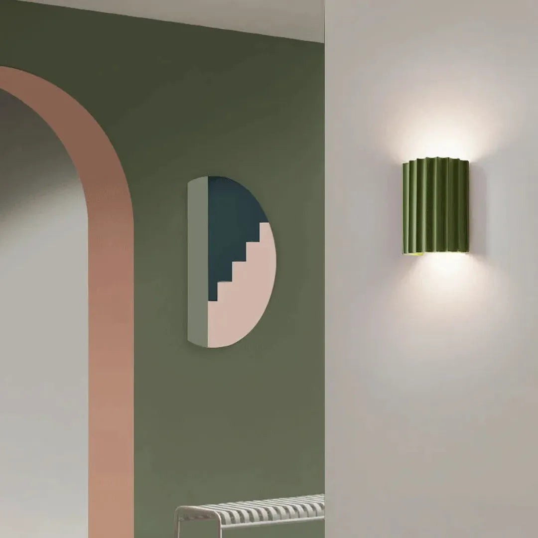 Skandynawska Lampa Ścienna Z Prążkowanego Szkła