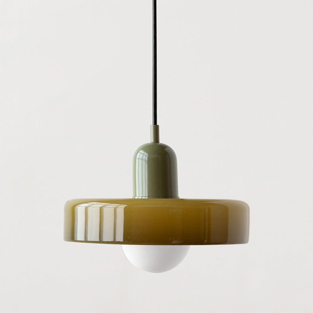 Skandynawska Okrągła Szklana Lampa Wisząca