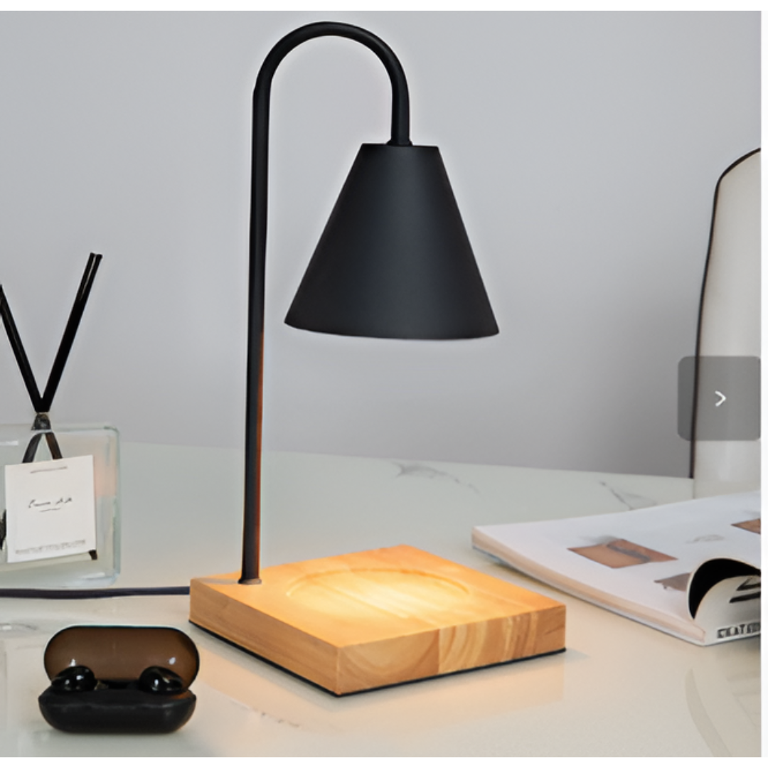 Skandynawska Lampa Stołowa Z Metalu I Drewna