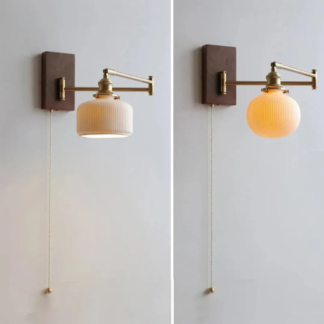 Ceramiczno-Drewniana Lampa Ścienna