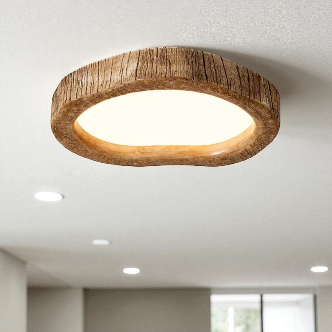 Japońska Drewniano-Żywiczna Lampa Sufitowa
