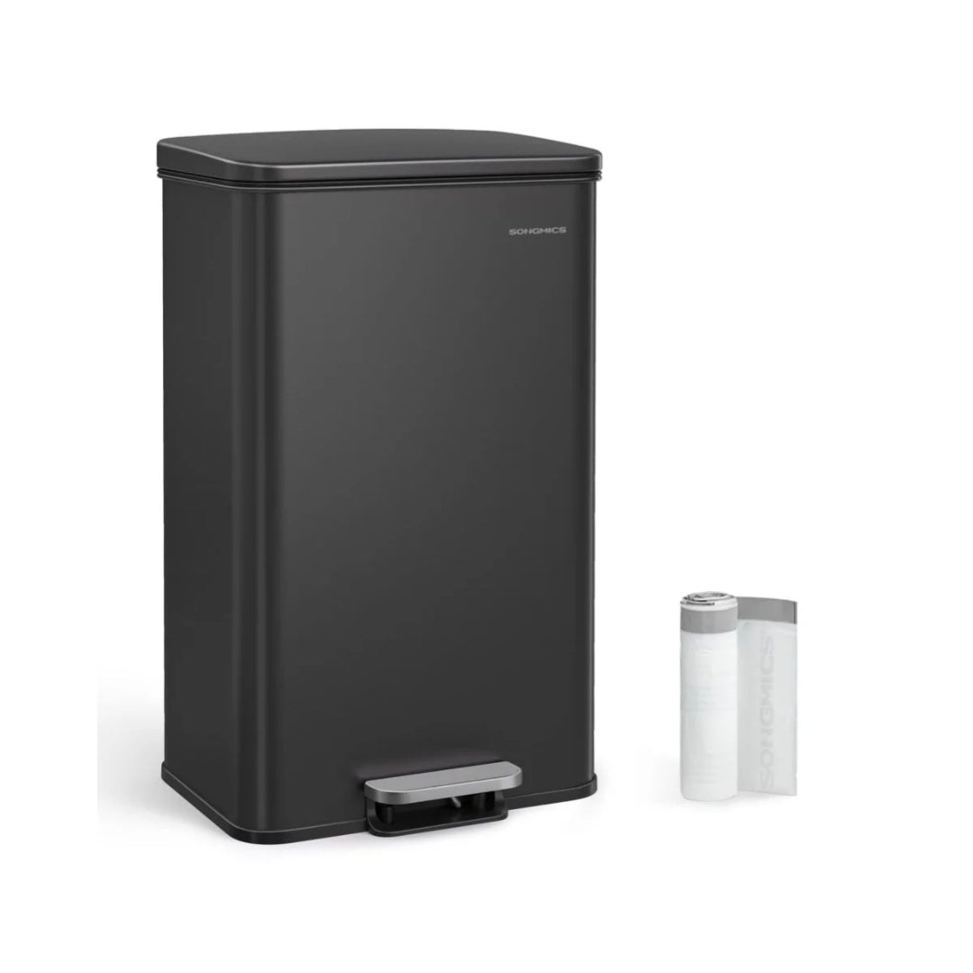 Kosz na Śmieci 40 l z Pedałem i Pokrywą Soft-Close, Stalowy, 34,8 × 32,1 × 55,7 cm