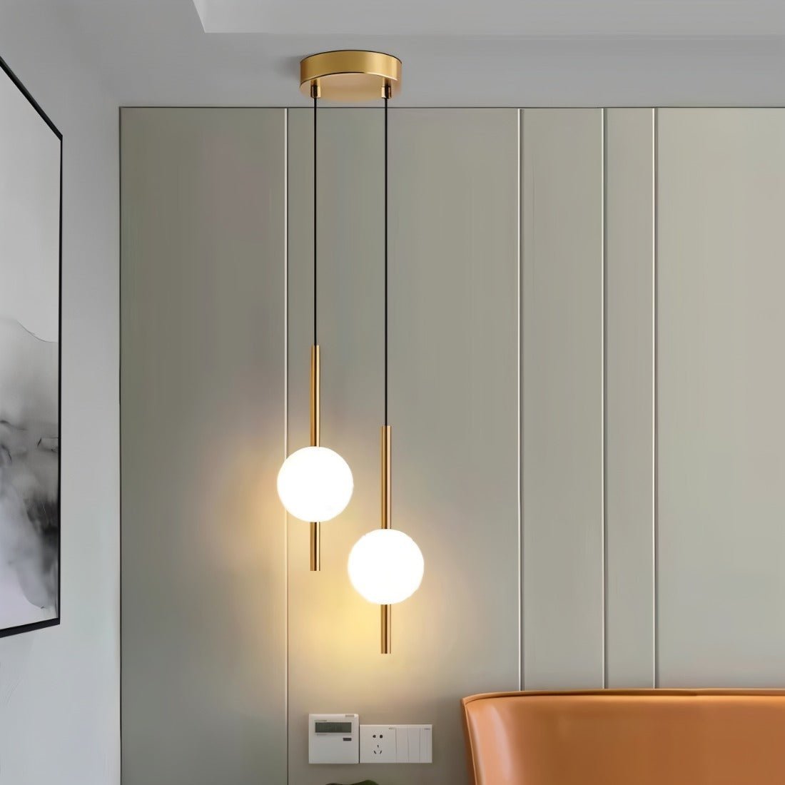 Skandynawska Szklano-Metalowa Lampa Wisząca