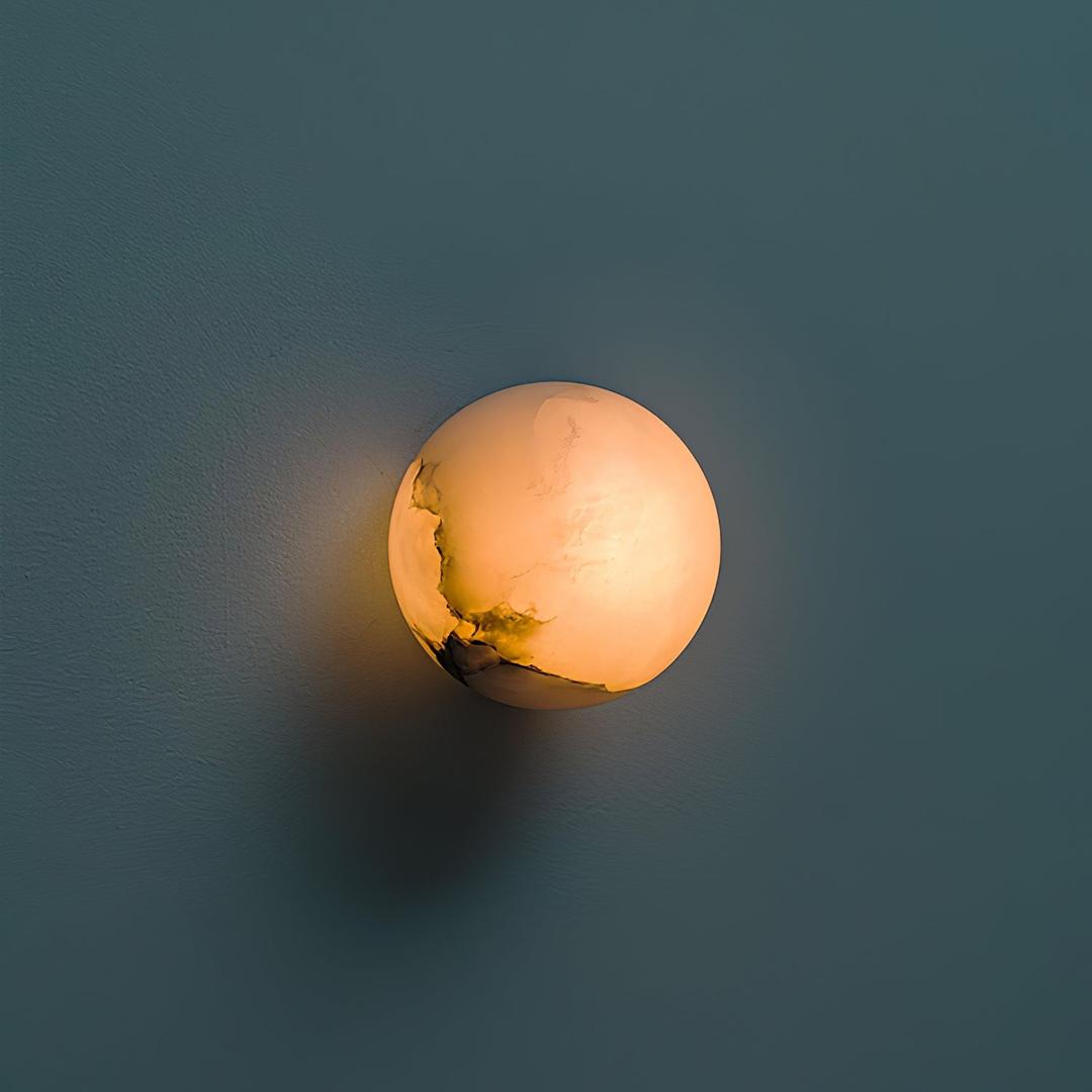 Japandi Marmurowa Lampa Ścienna LED W Kształcie Kuli