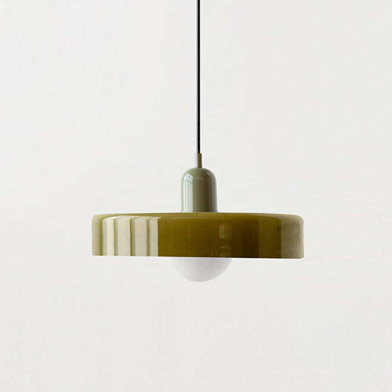 Skandynawska Okrągła Szklana Lampa Wisząca