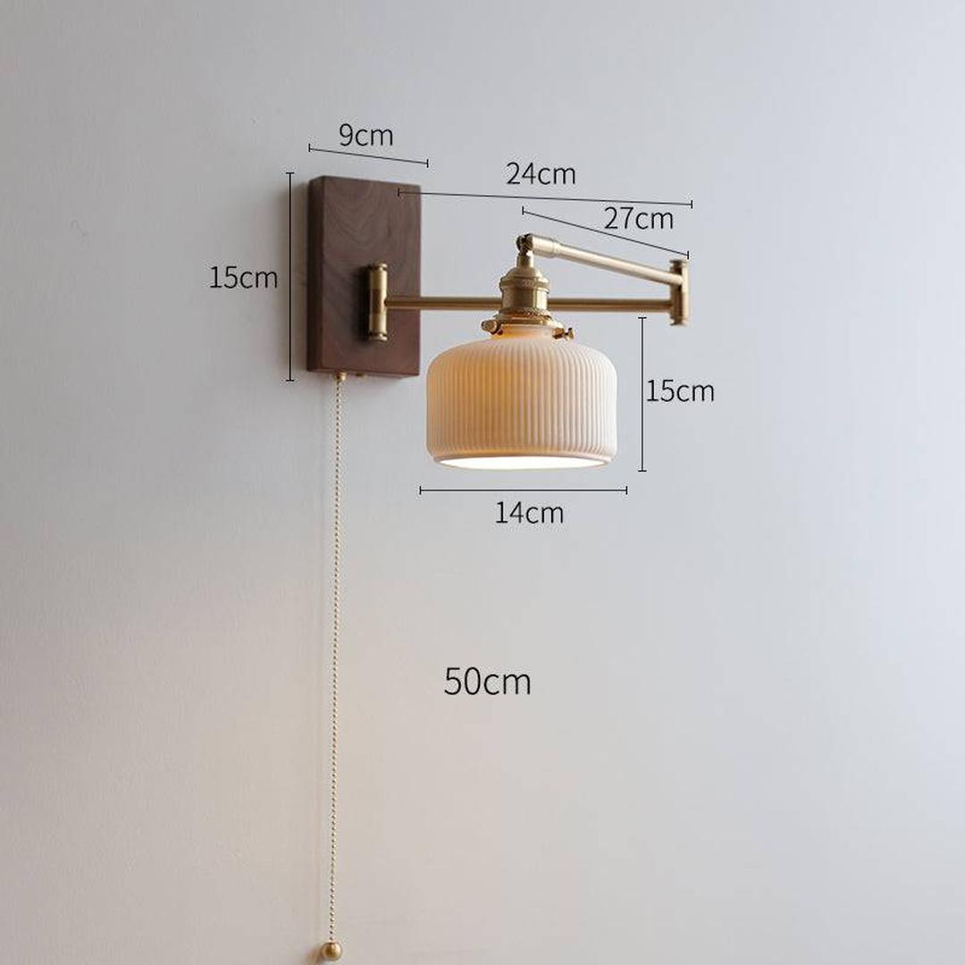 Ceramiczno-Drewniana Lampa Ścienna