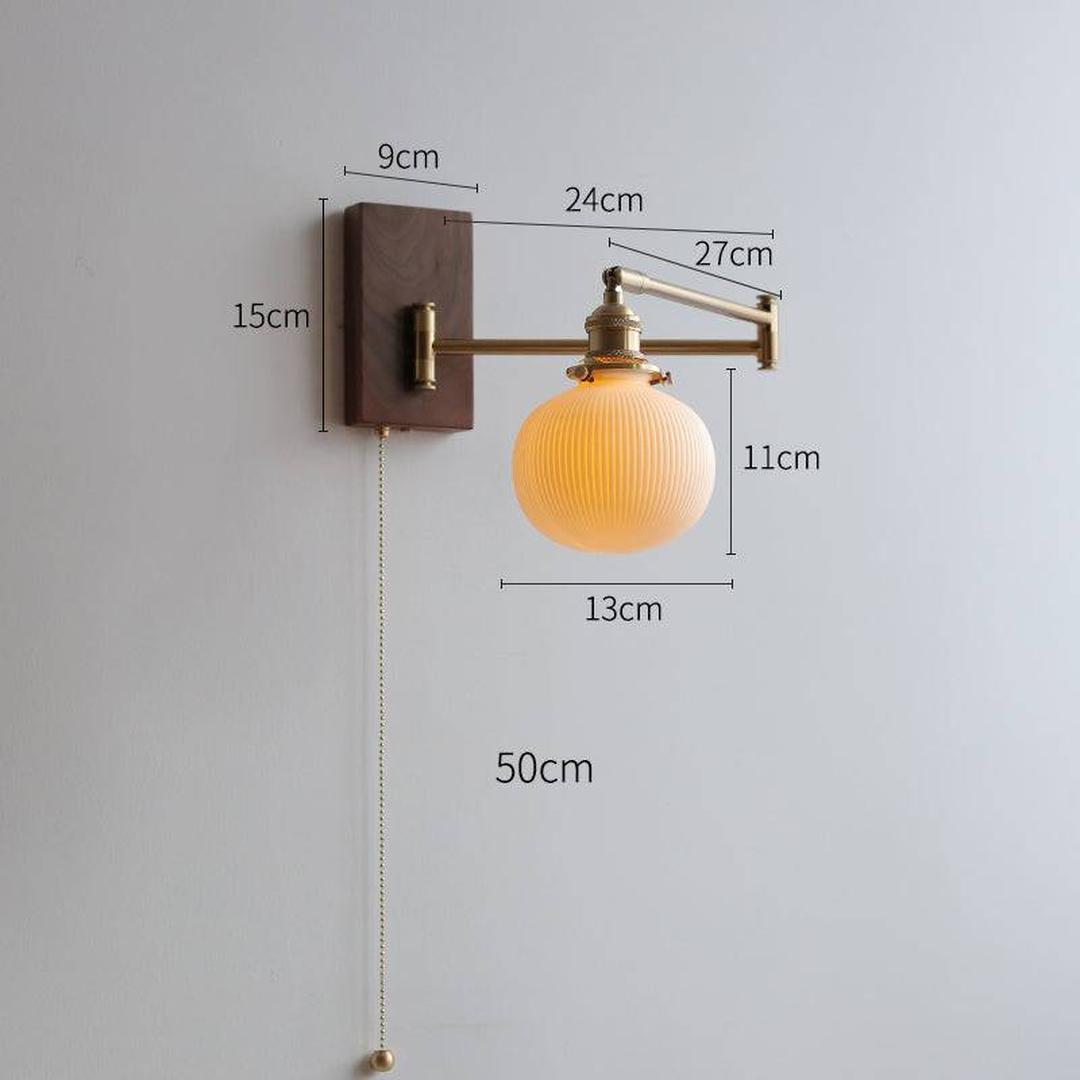 Ceramiczno-Drewniana Lampa Ścienna