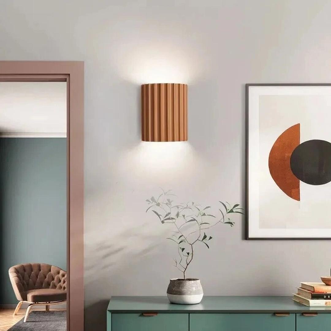 Skandynawska Lampa Ścienna Z Prążkowanego Szkła