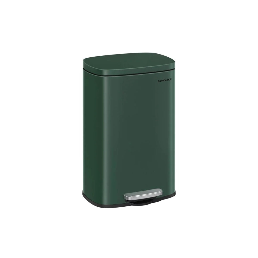 Kosz na śmieci z pedałem 50 L ze stali nierdzewnej, pokrywa soft-close, z wewnętrznym pojemnikiem, 43,2 × 37,1 × 63,2 cm