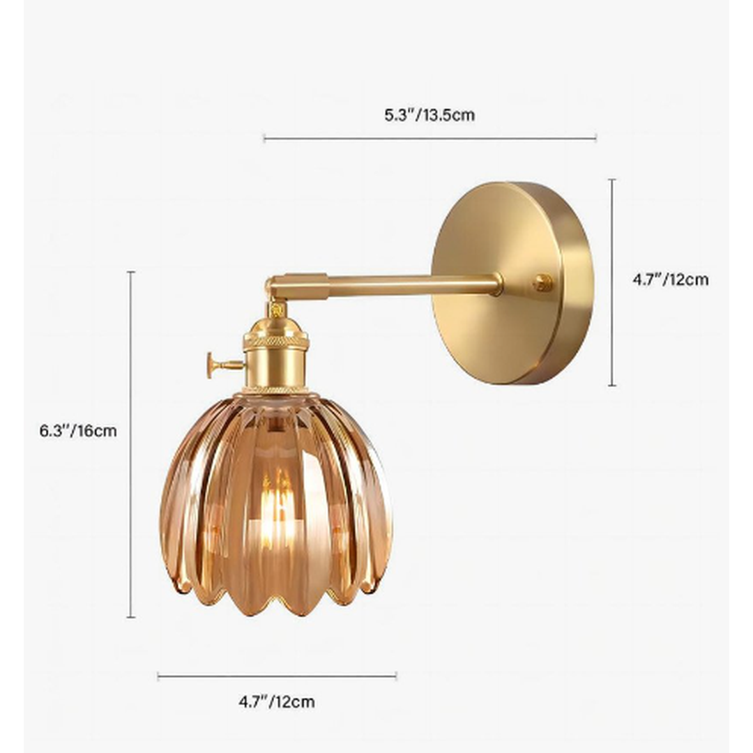 Retro Szklana Lampa Ścienna Tulipan