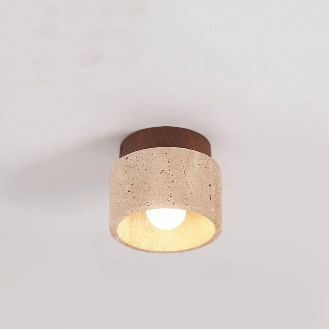Kompaktowa Sufitowa Lampa LED Z Trawertynu