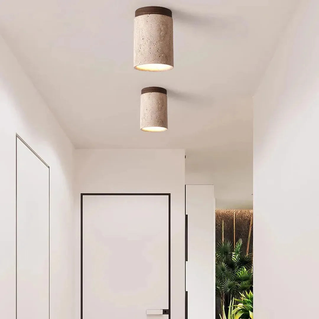 Kompaktowa Sufitowa Lampa LED Z Trawertynu