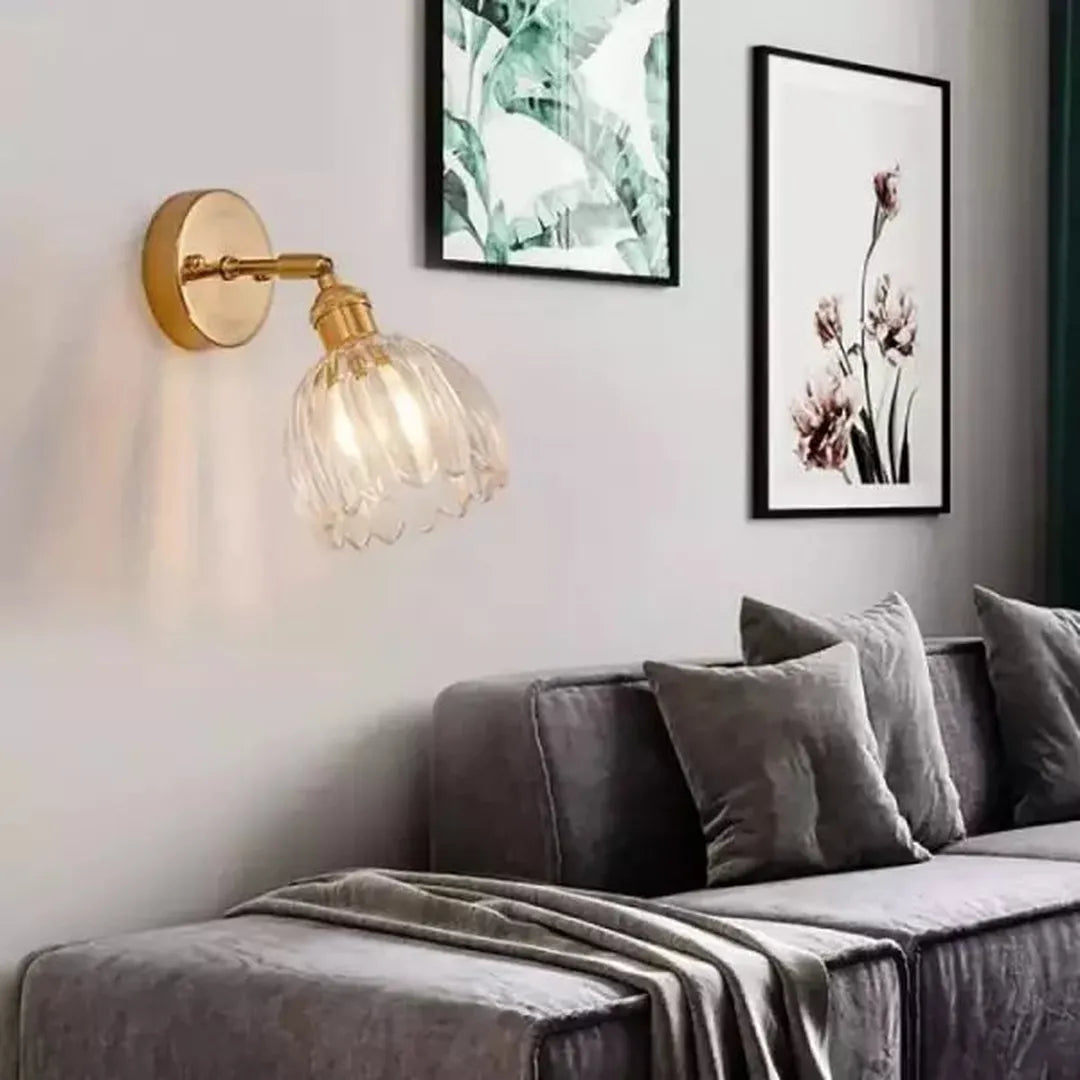 Retro Szklana Lampa Ścienna Tulipan
