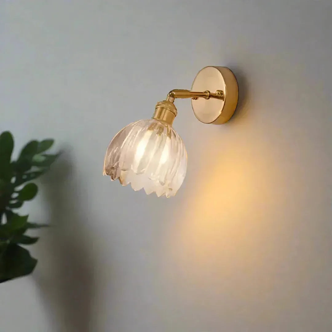 Retro Szklana Lampa Ścienna Tulipan
