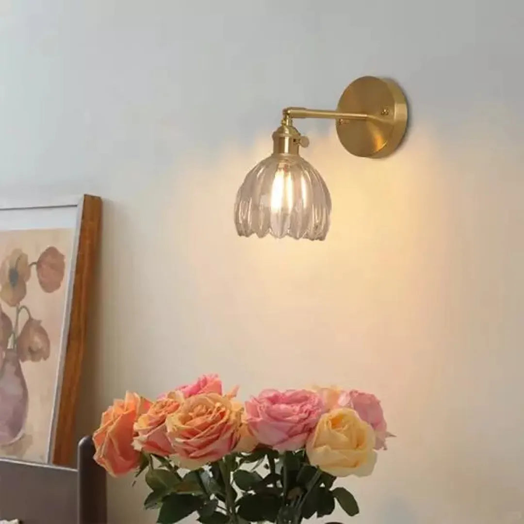 Retro Szklana Lampa Ścienna Tulipan