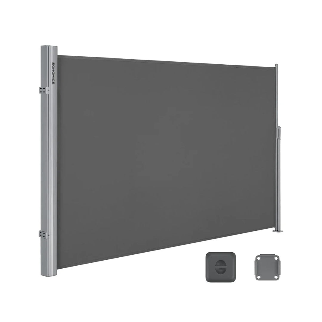 Parawan Ogrodowy Rozsuwany 160–400 × 160–200 cm, Osłona Przeciwwiatrowa i Przeciwsłoneczna, Aluminium i Poliester, Beżowy